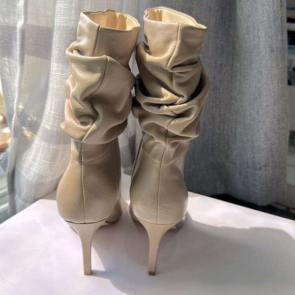 Nine West Women’s Boots WNSlouch Jenn Ivory Cream Tan Mid Calf 8.5 Leather - Picture 4 of 8